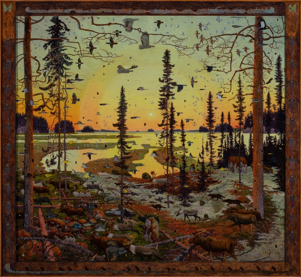 © Том Юттек. (Thomas Martin Uttech). Sagiwan Sib (Сагиван Сиби). Из сер. «Миграция». Холст, масло. 67 x 73дм., включая раму ручной работы. 2022.