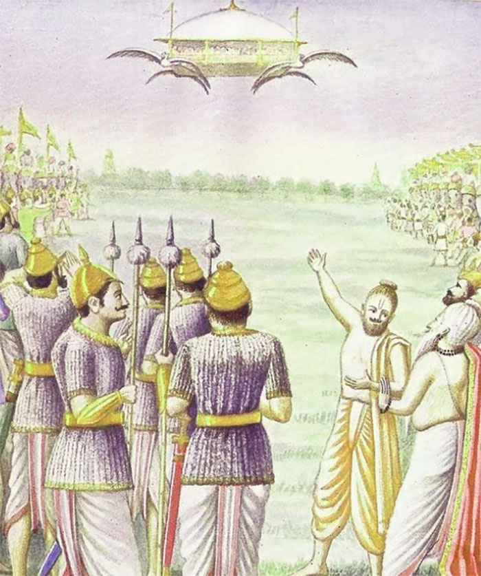 Вимана летит по небу.