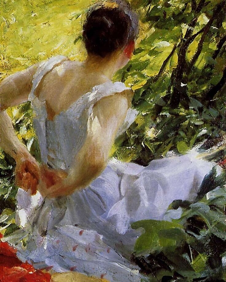 КАРТИНА ХУДОЖНИКА АНДЕРСА ЦОРНА / Anders Zorn /  ПОД НАЗВАНИЕМ " ЖЕНЩИНА РАЗДЕВАЕТСЯ " /  Живопись, 1893 год, 56×38 см