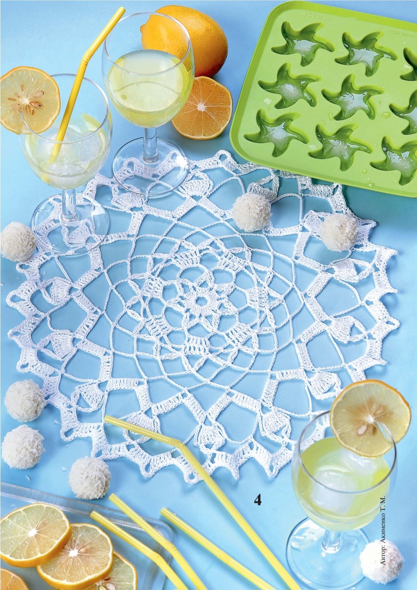 Круглая салфетка крючком. Филейное вязание.