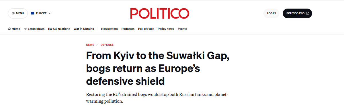 От Киева до Сувалкского залива болота снова становятся защитным щитом Европы
Восстановление осушенных болот ЕС остановит как российские танки, так и загрязнение, вызывающее потепление на планете.