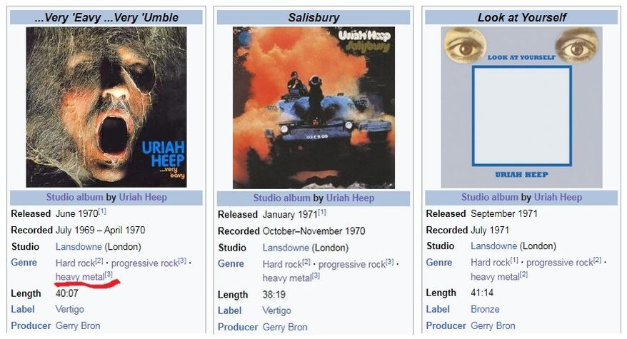 Первые альбомы Uriah Heep - хэви-металлические