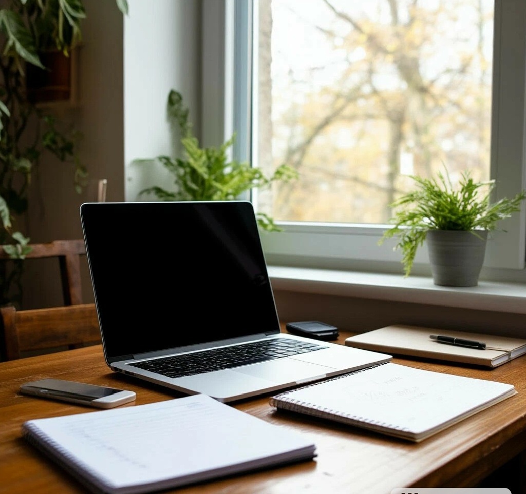 фото автора: ноутбук на столе