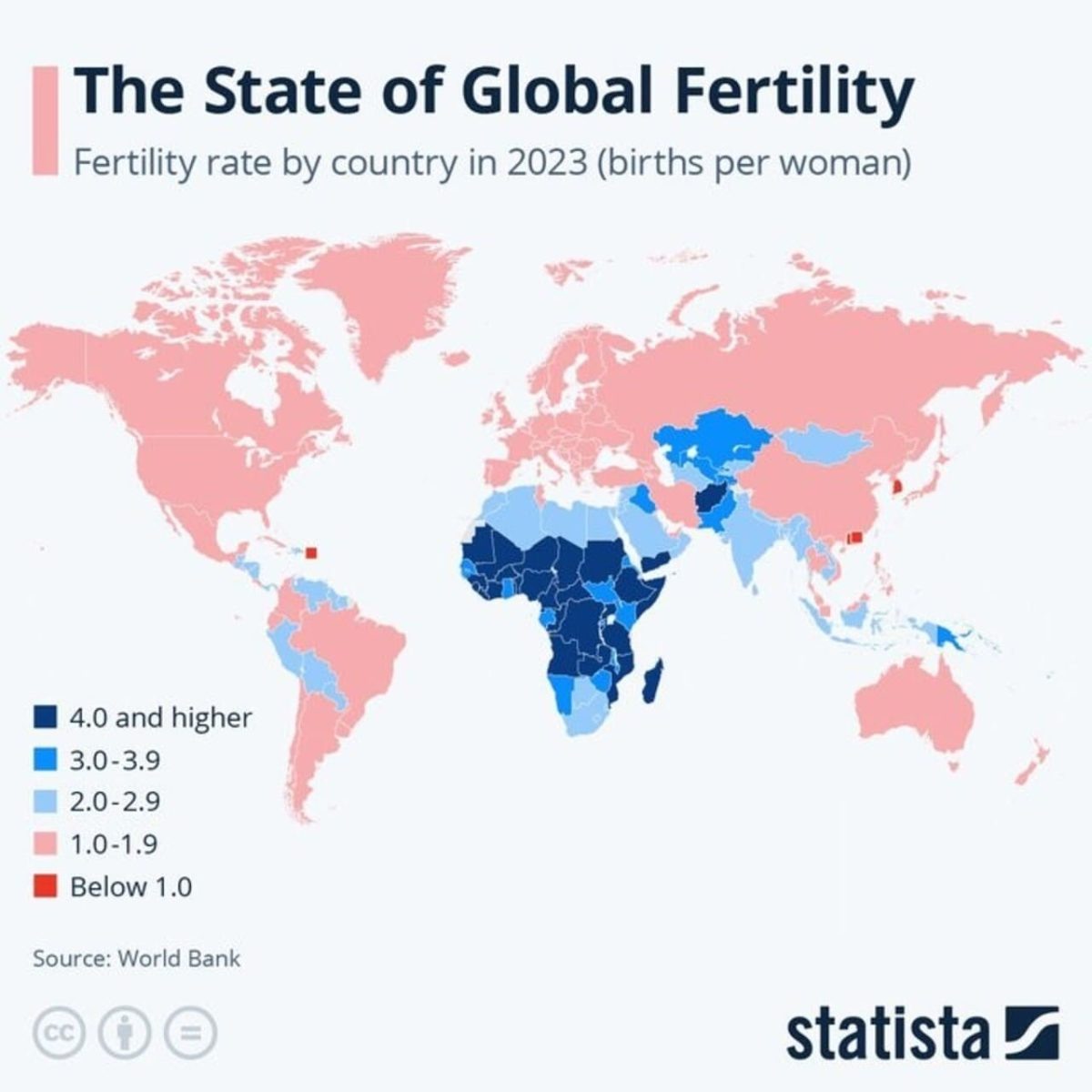    Инфографика: суммарный коэффициент рождаемости по странам / © Statista