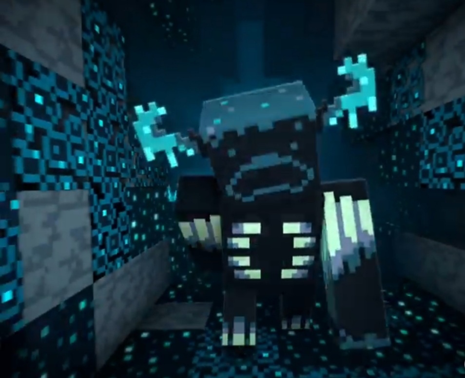 Варден в Майнкрафте: встреча в темноте, Этот кадр сделан за секунду до того, как он меня вынес. Даже незерит не спас