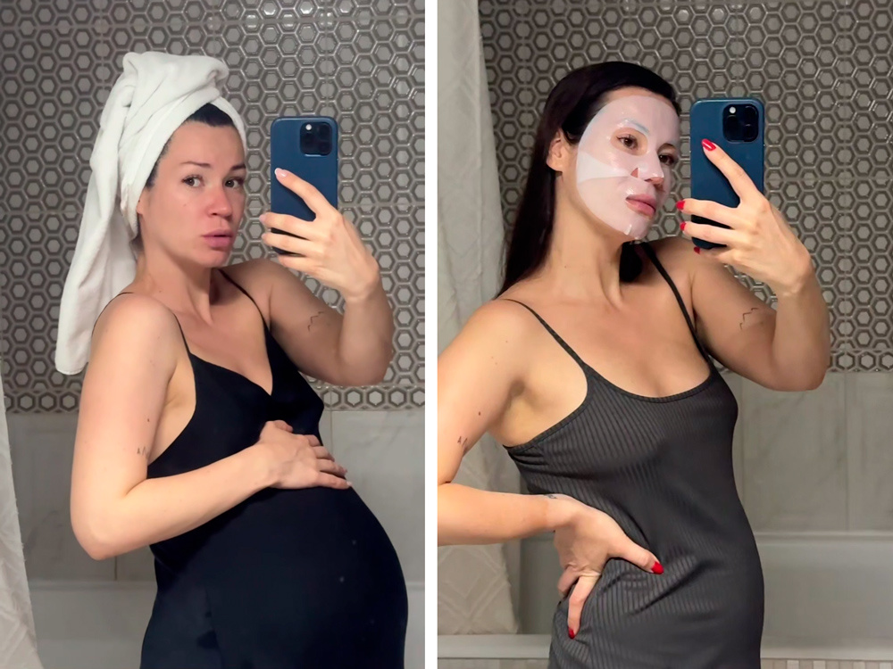 Ида Галич буквально перед роддом и спустя месяц. Фото: соцсети