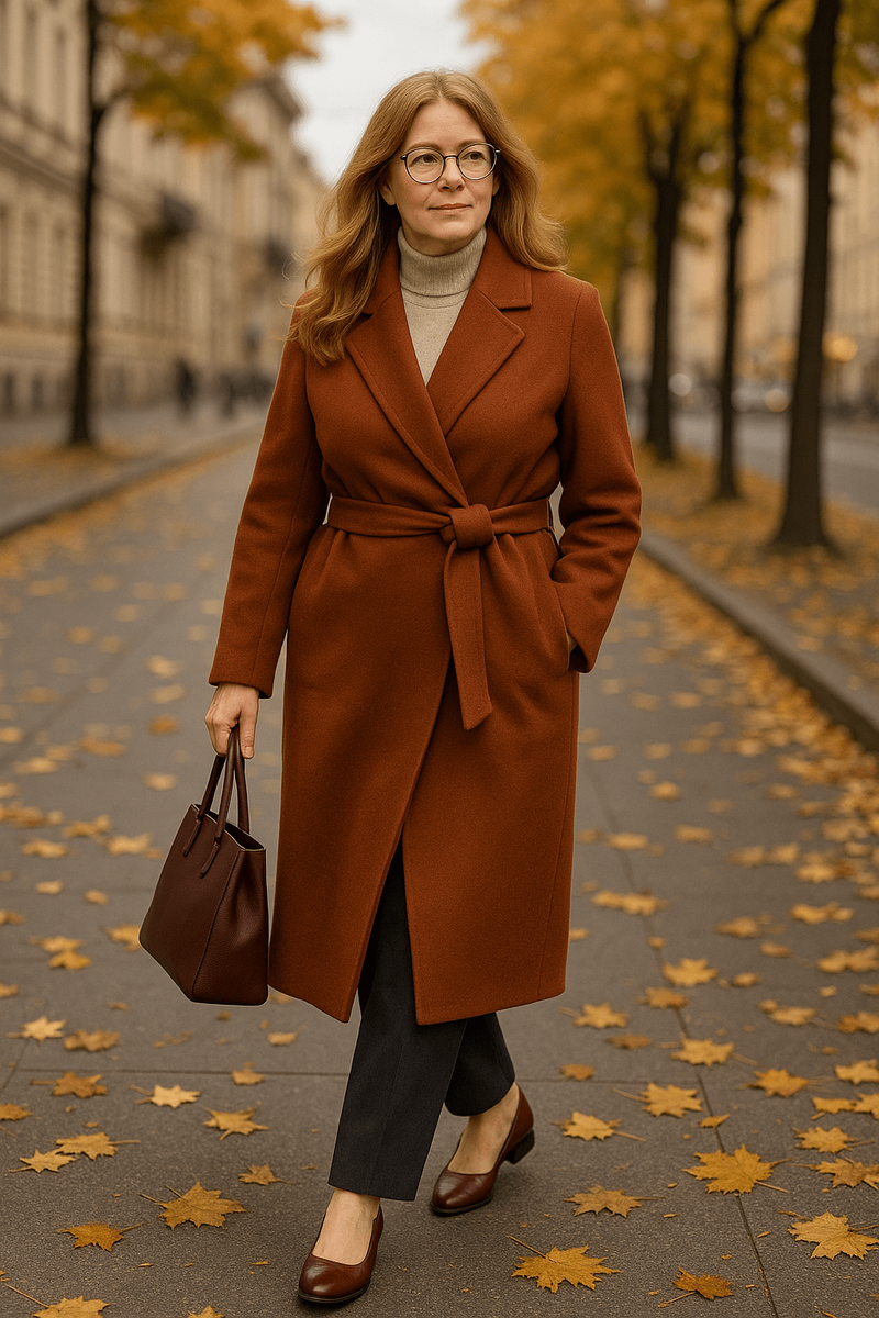 Пальто из мягкой шерсти или смесовой ткани, запах на одну полочку, пояс, лаконичные воротники.