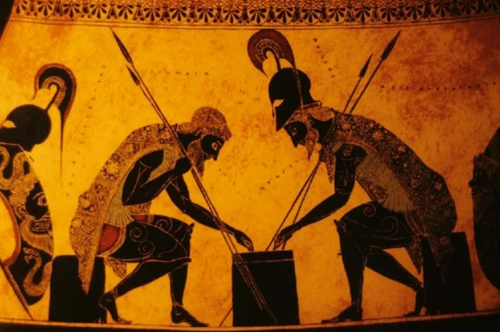 Греческий гончар и живописец Эксекий  «Ахилл и Аякс, играющие в кости»