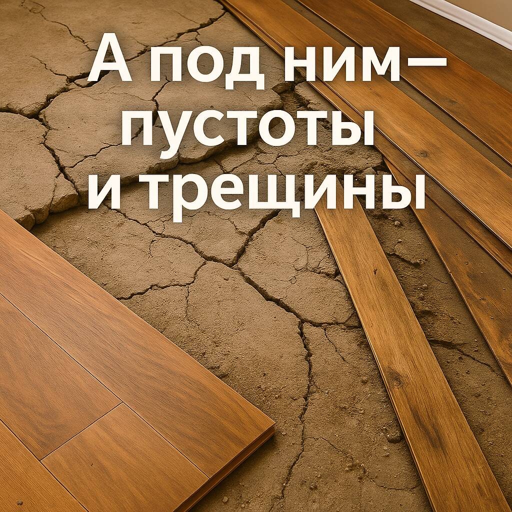 Мы подняли первую доску и… ахнули. Под ней - рассохшаяся стяжка, пустоты, местами «гуляющие» лаги.