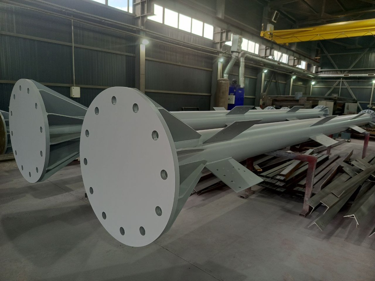 Элементы металлоконструкций для ферменной дымовой трубы (высота 75 метров по проекту). Изготовитель Уральский завод дымоходов "Модуль" 