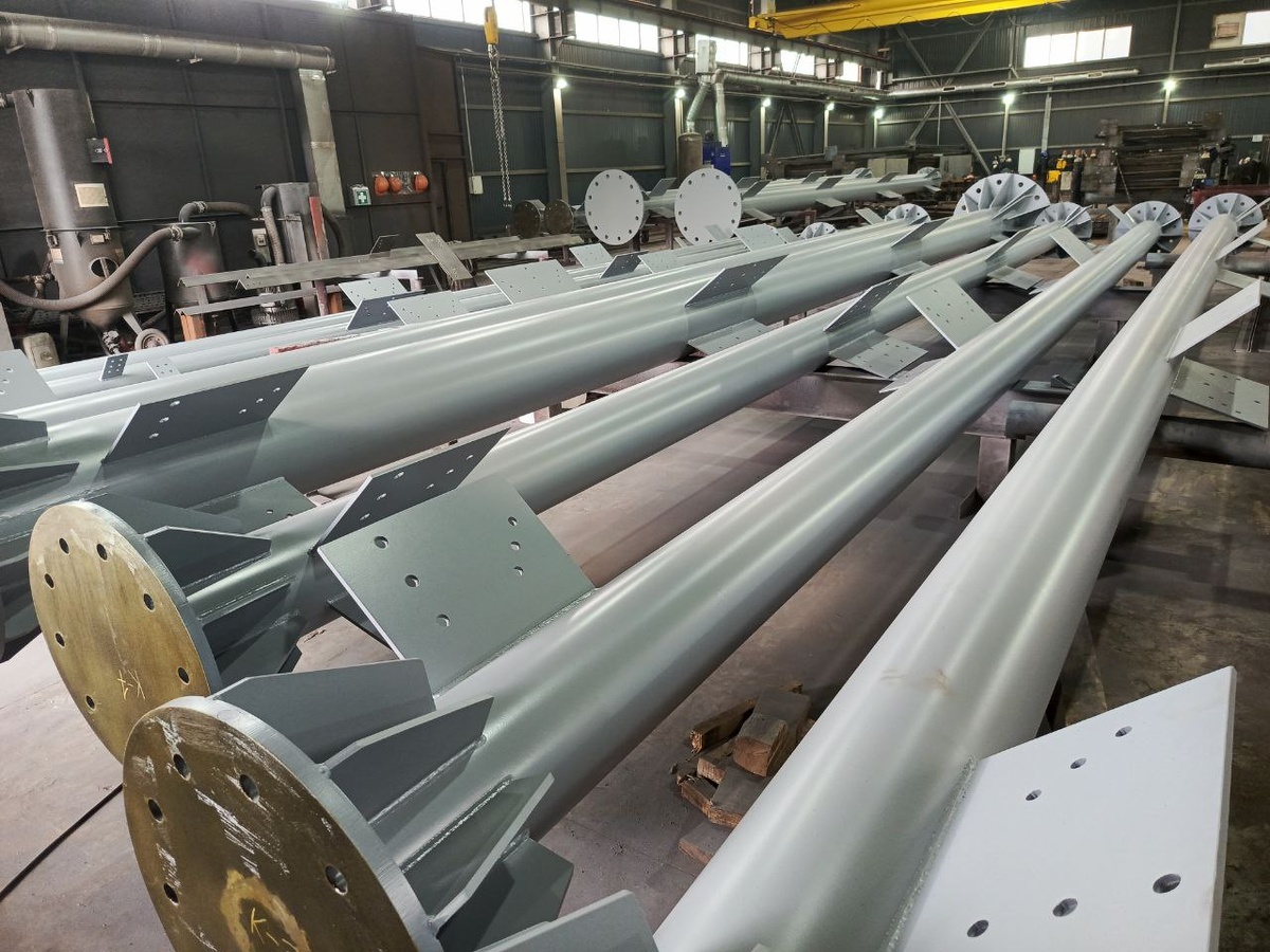 Элементы металлоконструкций для ферменной дымовой трубы (высота 75 метров по проекту). Изготовитель Уральский завод дымоходов "Модуль" 