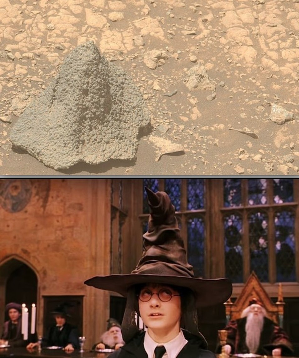    Марсианская шляпа и в самом деле похожа на «распределяющую шляпу Гарри Поттера». Фото: NASA/кадр из фильма