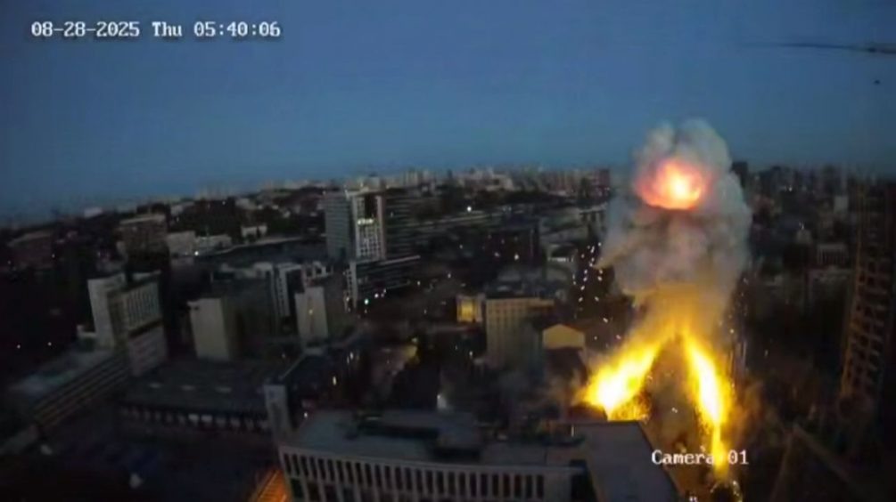   Удар по Киеву. Иллюстрация: стоп-кадр видео. соцсети.