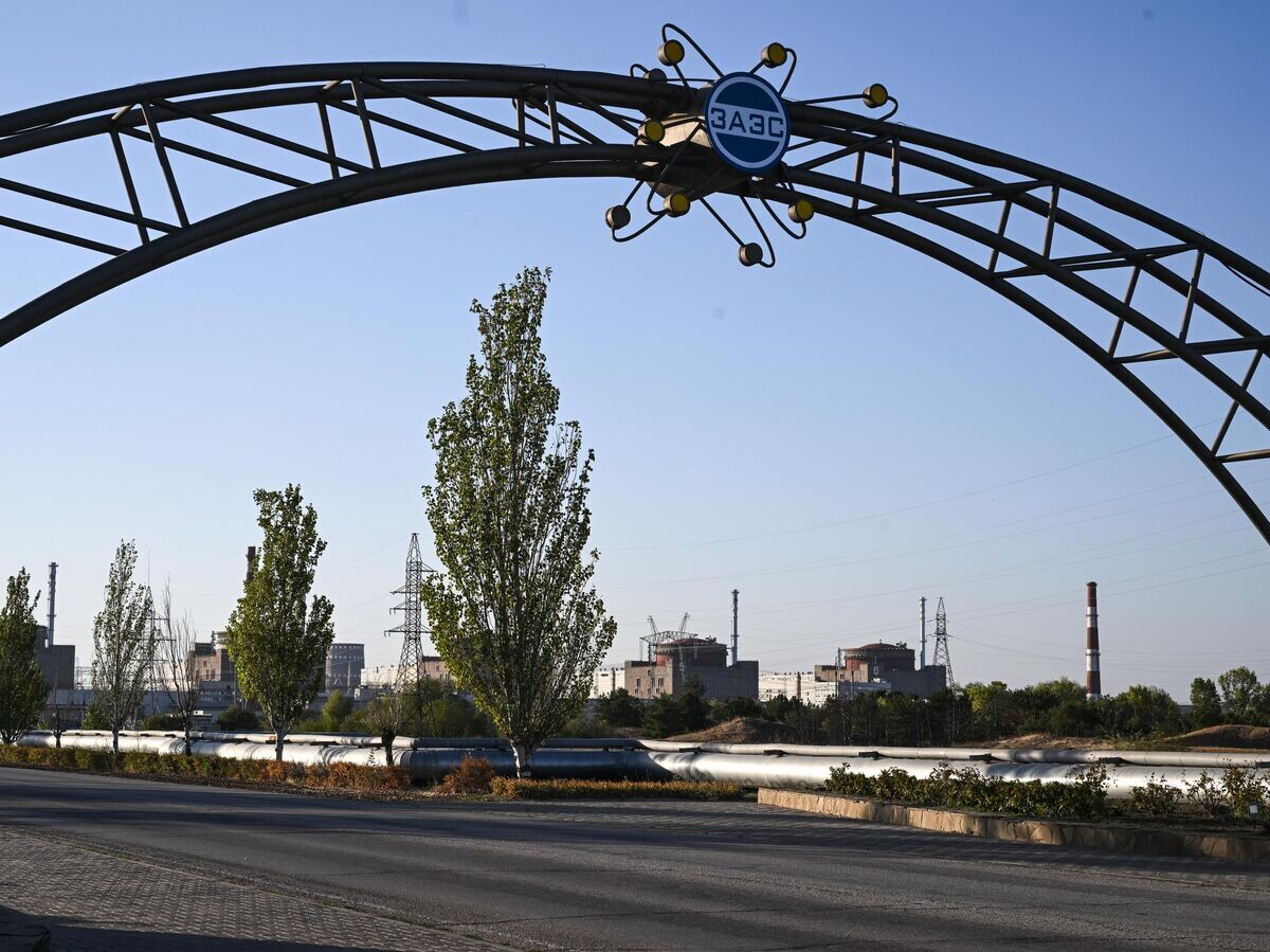    Стела Запорожской атомной электростанции в Энергодаре© РИА Новости / Константин Михальчевский