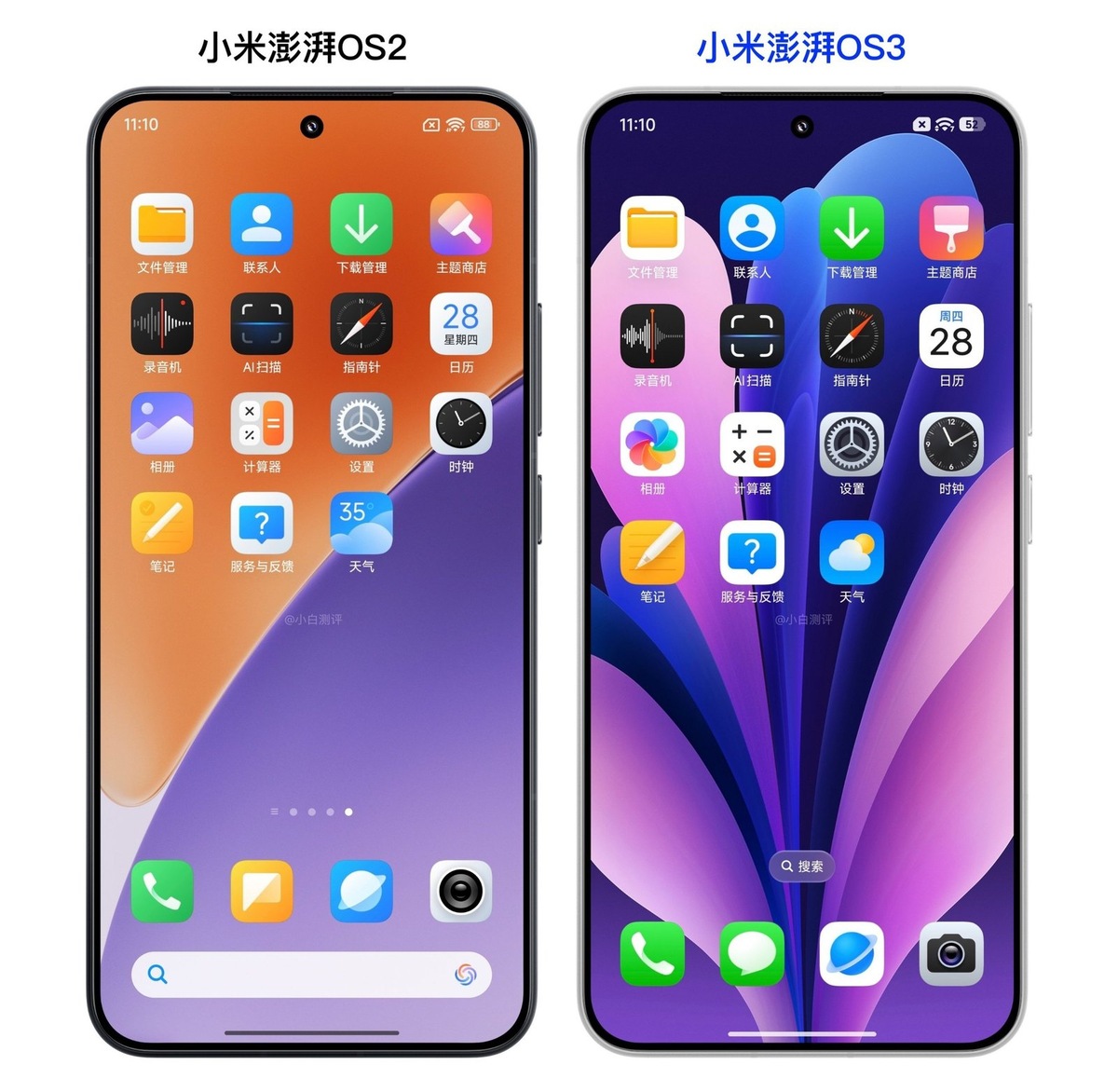    Дизайн иконок HyperOS 2.0 (слева) и HyperOS 3.0 (справа)