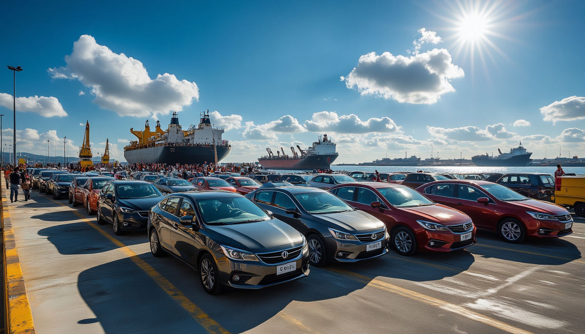 Южнокорейские автомобили перед отправкой в Россию