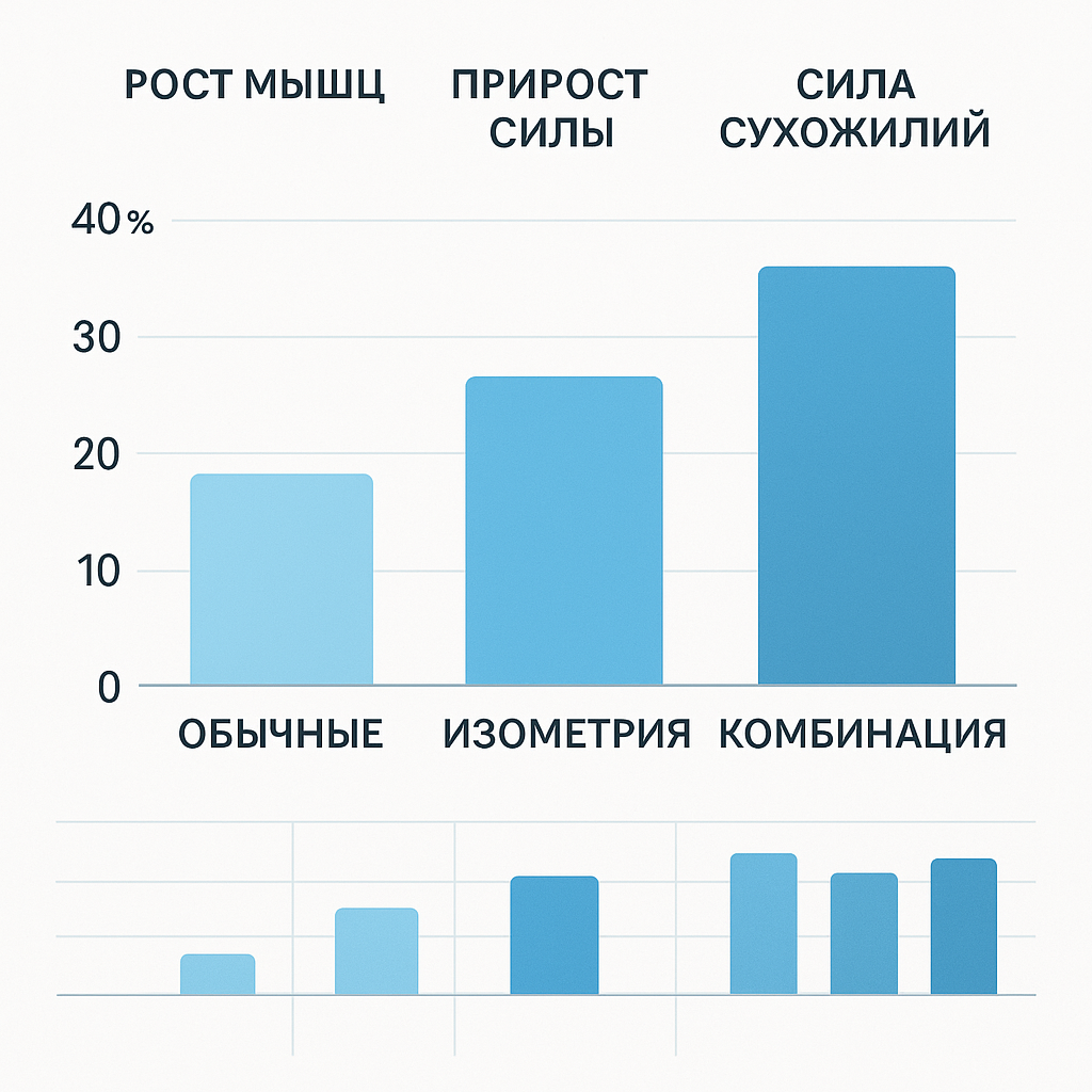 Сравнение роста мышц и силы.