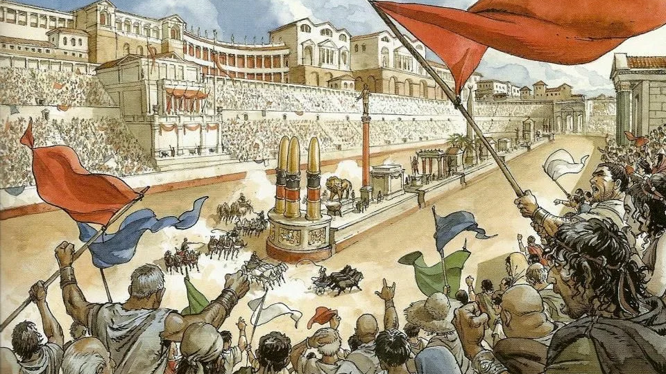 Римский цирк – гонки на колесницах. (Источник: https://www.kaskus.co.id/show_post/5f3a4eb0c8393a6b442d538d/1/-)