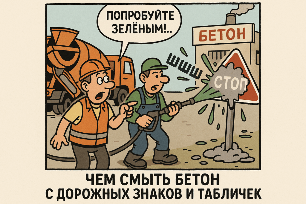    Специальный состав для удаления бетона и цемента с дорожных знаков: простое решение для быстрого очищения.