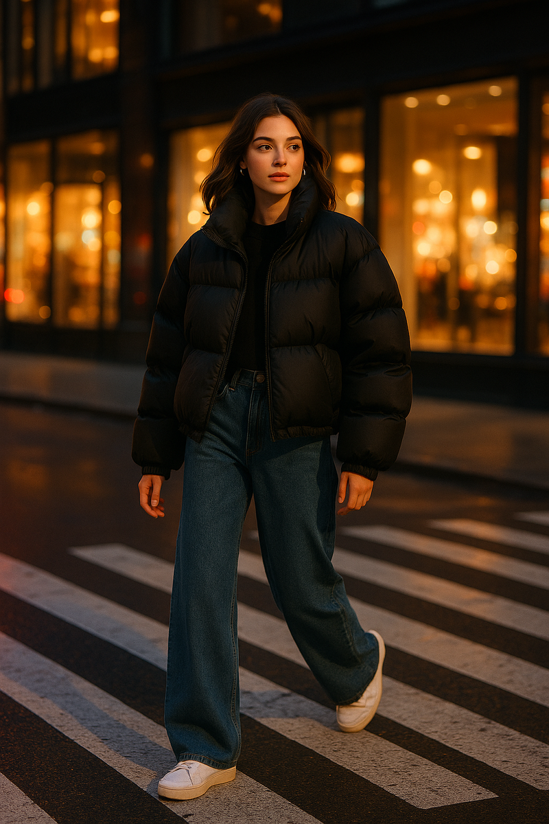 Девушка в куртке. Генерация сделана в артифике.