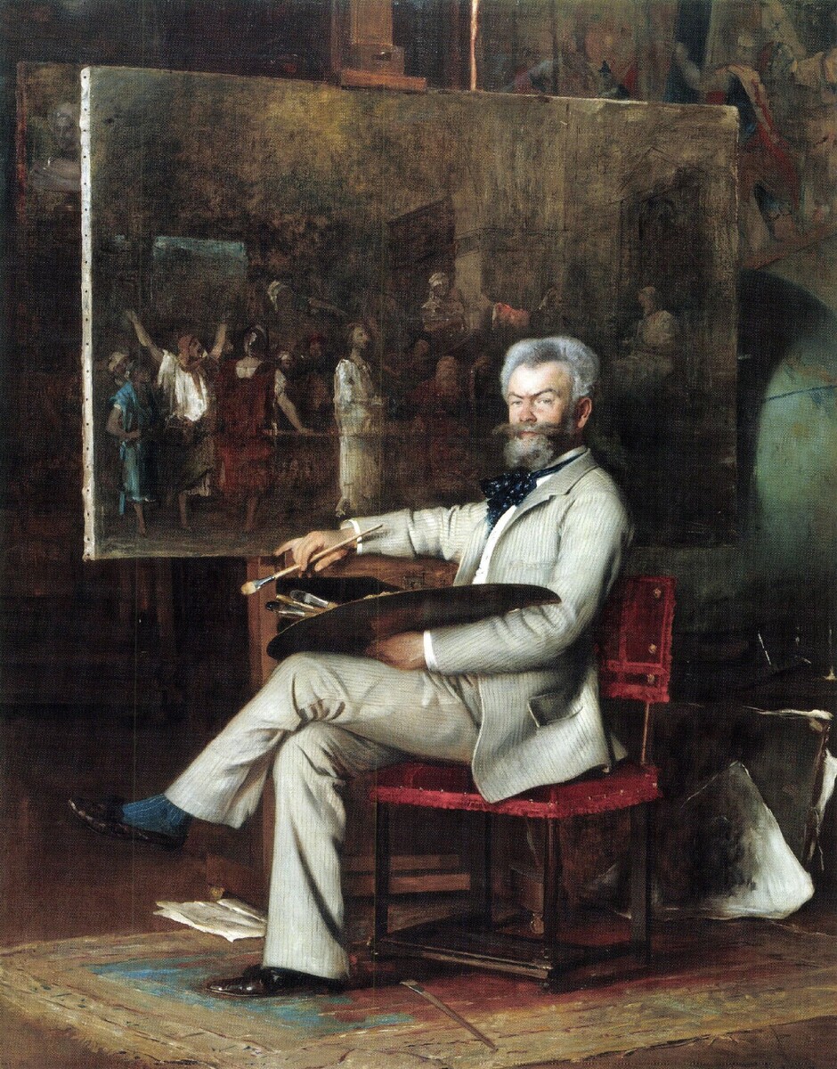 «Портрет Михая Мункачи в его мастерской» Ханс Темпель 1887 год
