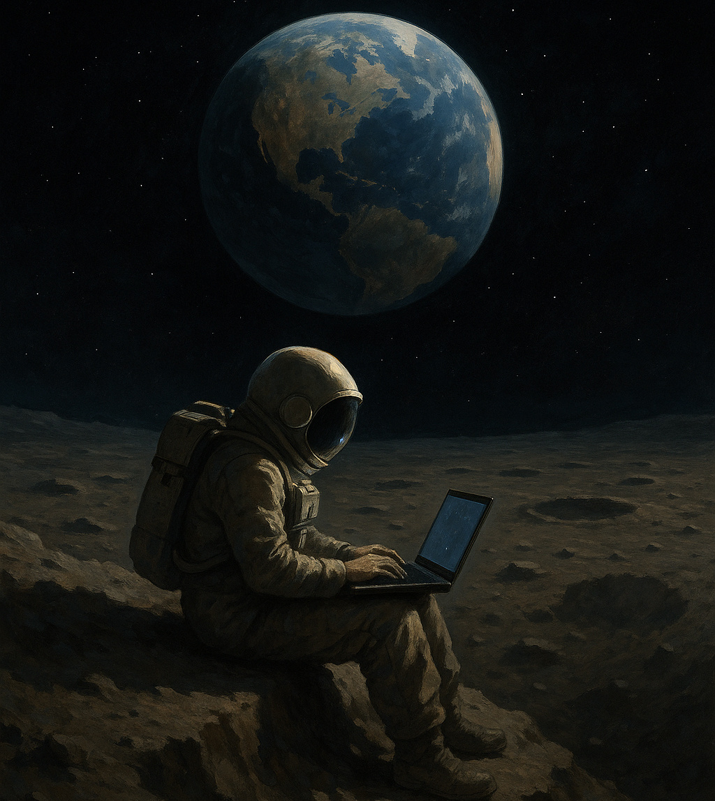 Вольная иллюстрация к Луна 34. AI художник moon34