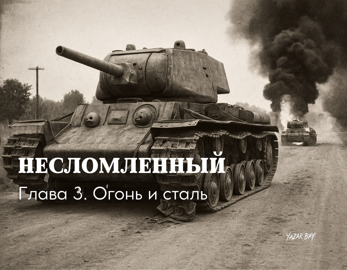 Советский тяжелый танк КВ-1 в бою под Дубно, остановивший немецкую колонну, лето 1941 года ©Язар Бай.