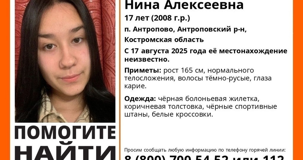 Поисками 17-летней девушки заняты в Костромской области