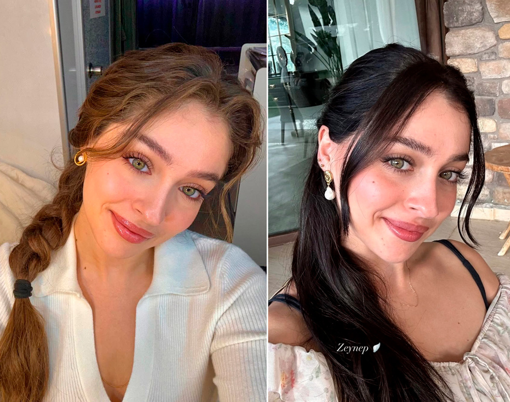 Джемре Байсел со старым цветом волос и с новым. Фото: соцсети