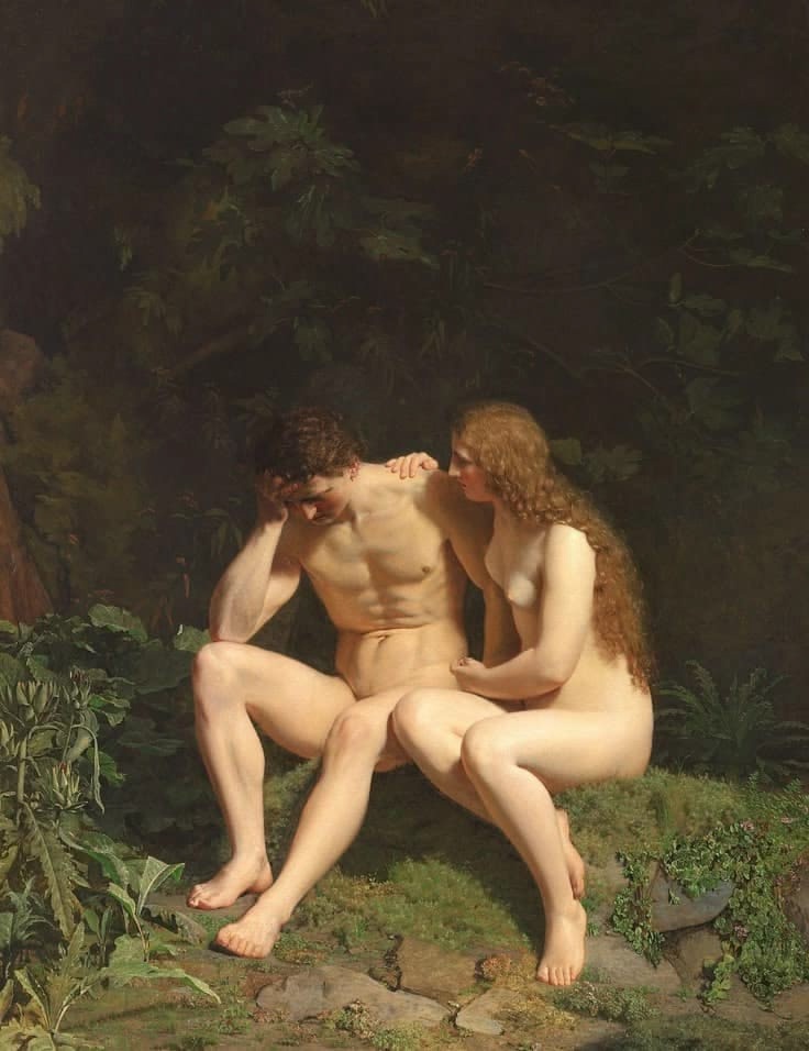 Иоган Вильгельм Гертнер (1818-1871)  — Адам и Ева после грехопадения. (около 1836 г.)