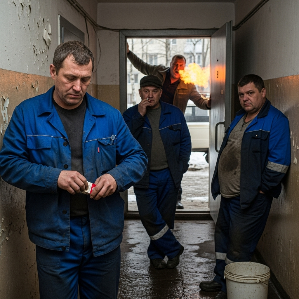 Его можно было узнать по фирменному шарму: растрёпанные волосы, синяя спецовка, пахнущая канализацией и дешёвым одеколоном, и помутнённый, тоскливый взгляд человека, который тоже явно «вчера хорошо посидел».