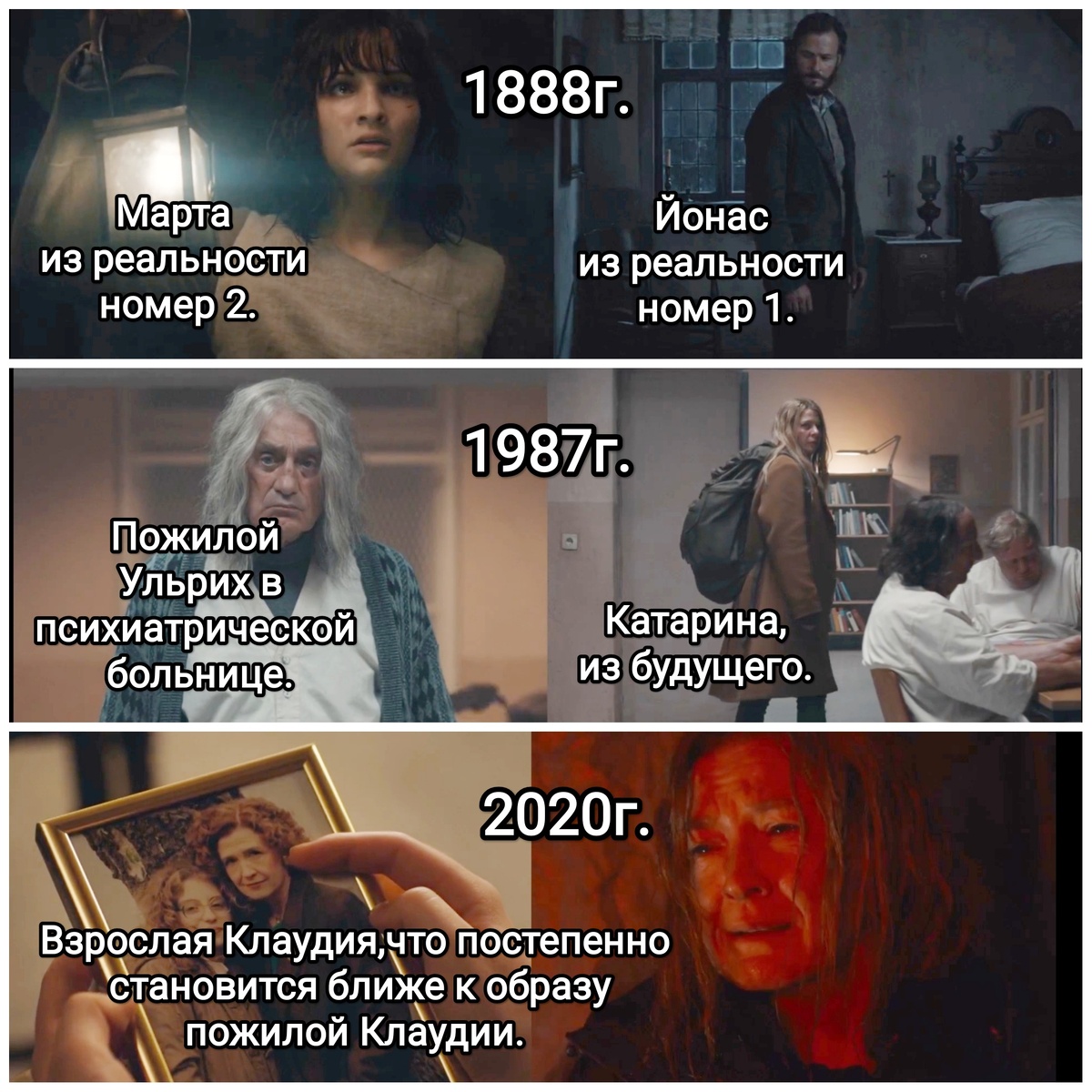 На фото обработанные мной скрины из Сериала "Тьма", 2017г., 18+, создатели Баран бо Одар, Янтье Фризе, режиссёр Баран бо Одар, студия Wiedemann & Berg Television, дистрибьютор Netflix. В ролях: Винфрид Глатцедер, Лиза Викари, Андреас Пичман, Йёрдис Трибель, Джулика Дженкинс. Коллаж демонстрирует общий визуальный фон фильма для визуального ознакомления, а так же для оценки плюсов и минусов в этом направлении. Подробнее о сериале рассказано ниже в статье. Все материалы размещены исключительно в информационных целях.