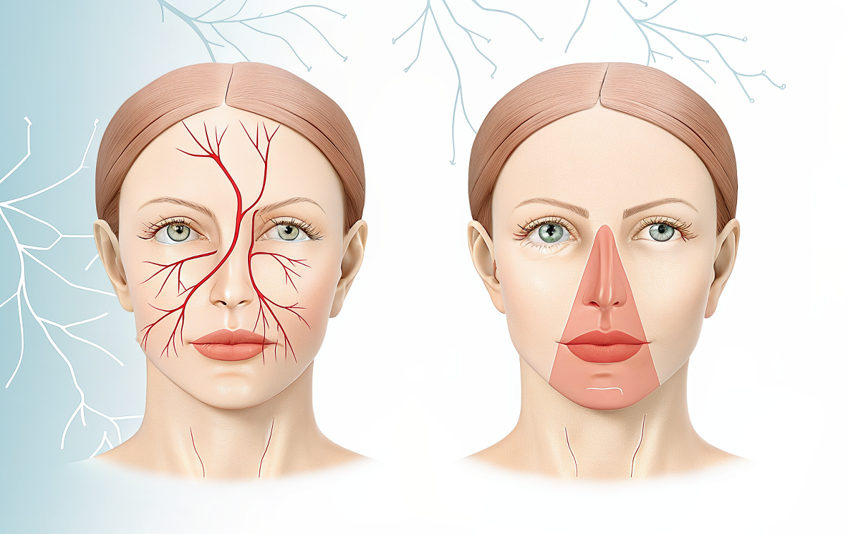 Зона носогубного треугольника имеет анатомические особенности кровоснабжения, из-за которых ее нередко называют "зоной смерти"
