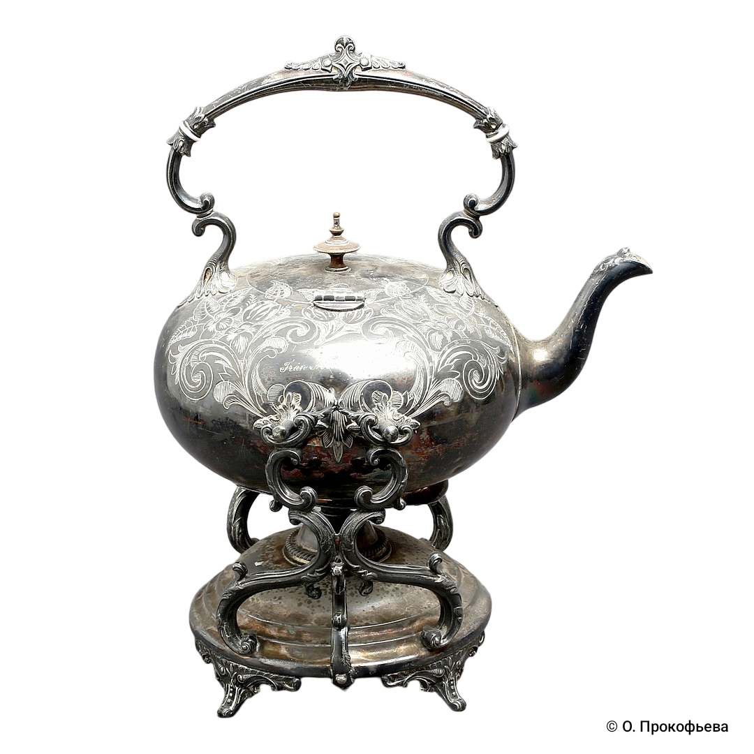Чайник-бульотка. Великобритания, 1880-1884. Металл, серебрение. 