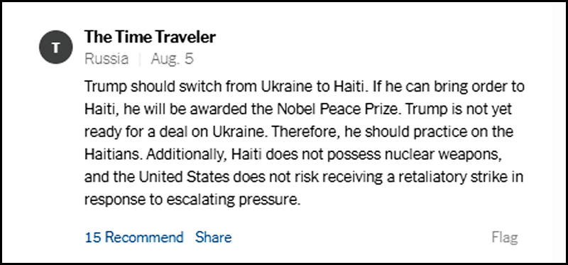Комментарий "Путешественника во Времени" с предложением Трампу переключиться на Гаити 