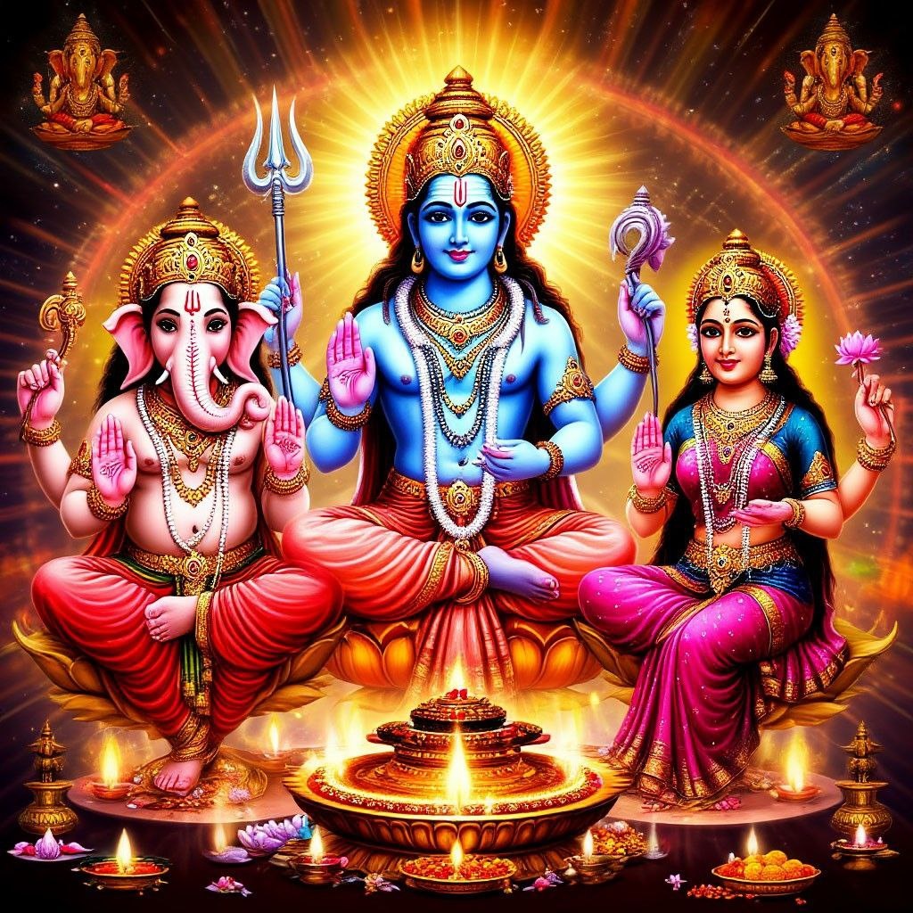 Ганеша с родителями (нейросеть)