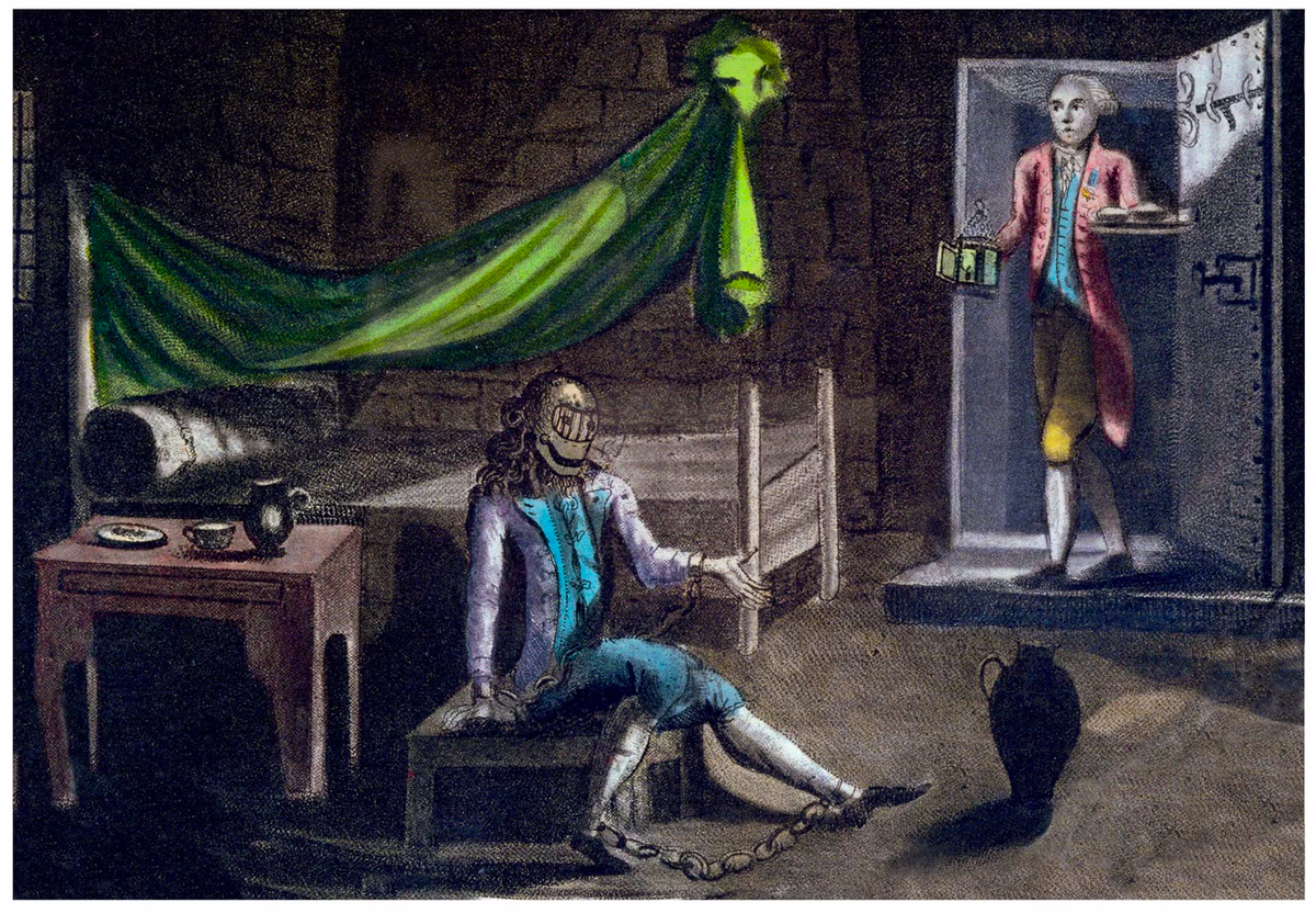 На этой гравюре 1789 года узник назван графом Вермандуа, незаконнорожденным сыном Людовика XIV — всего лишь одна из многих гипотез о личности человека в маске.