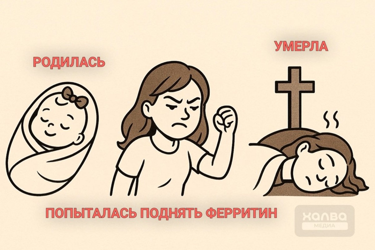 Мем про ферритин и женщин📷
