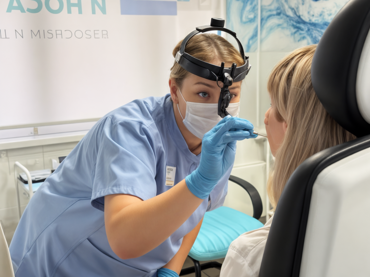 На фото оториноларинголог Клиники уха, горла и носа - Дегтярёва Евгения Александровна