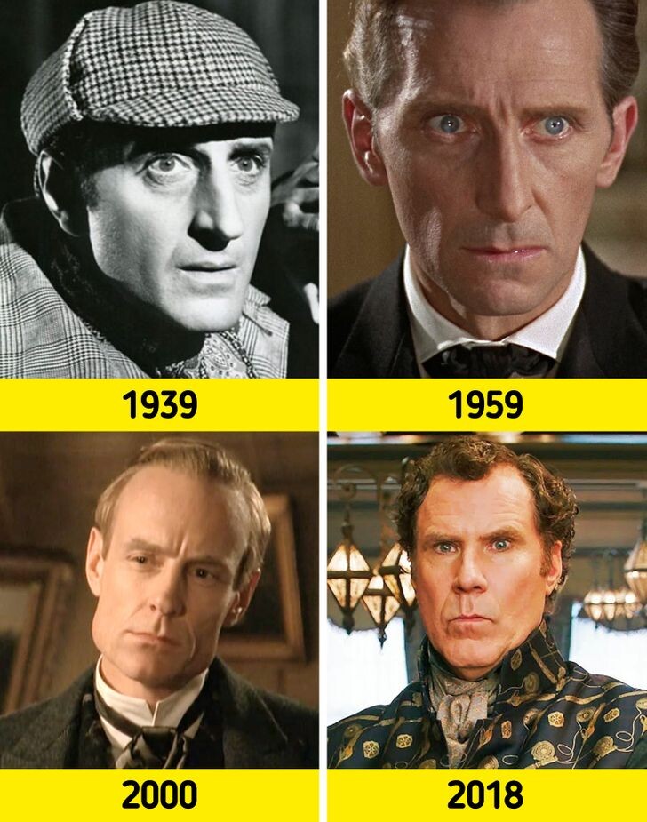 © The Adventures of Sherlock Holmes / 20th Century Studios, © The Hound of the Baskervilles / Hammer Films, © The Hound of the Baskervilles / Muse Entertainment Enterprises, © Holmes & Watson / Sony Pictures Entertainment