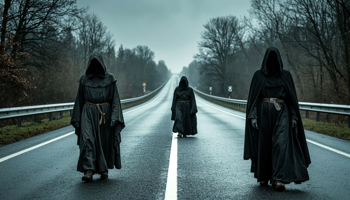 Водители рассказывают, что видят странные чёрные фигуры.