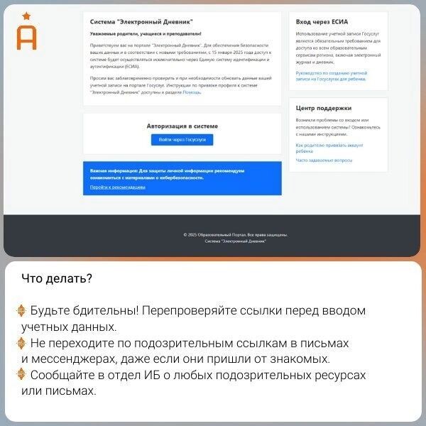 Скриншот сайта мошенников, использующих схему с электронными дневниками. Фото: Angara Security
