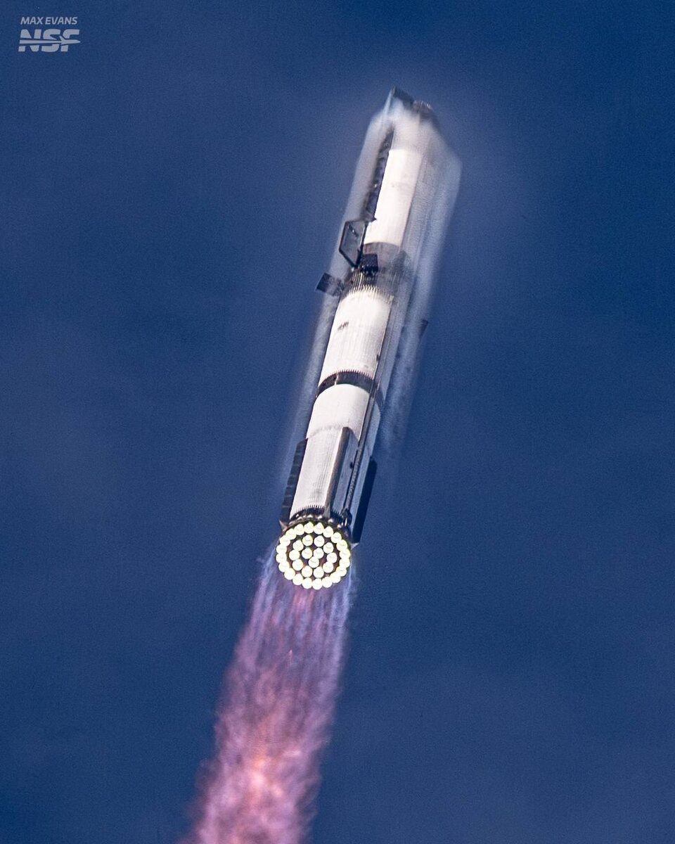 Старт Starship SN37 27 августа 2025 года. Фото — NSF.