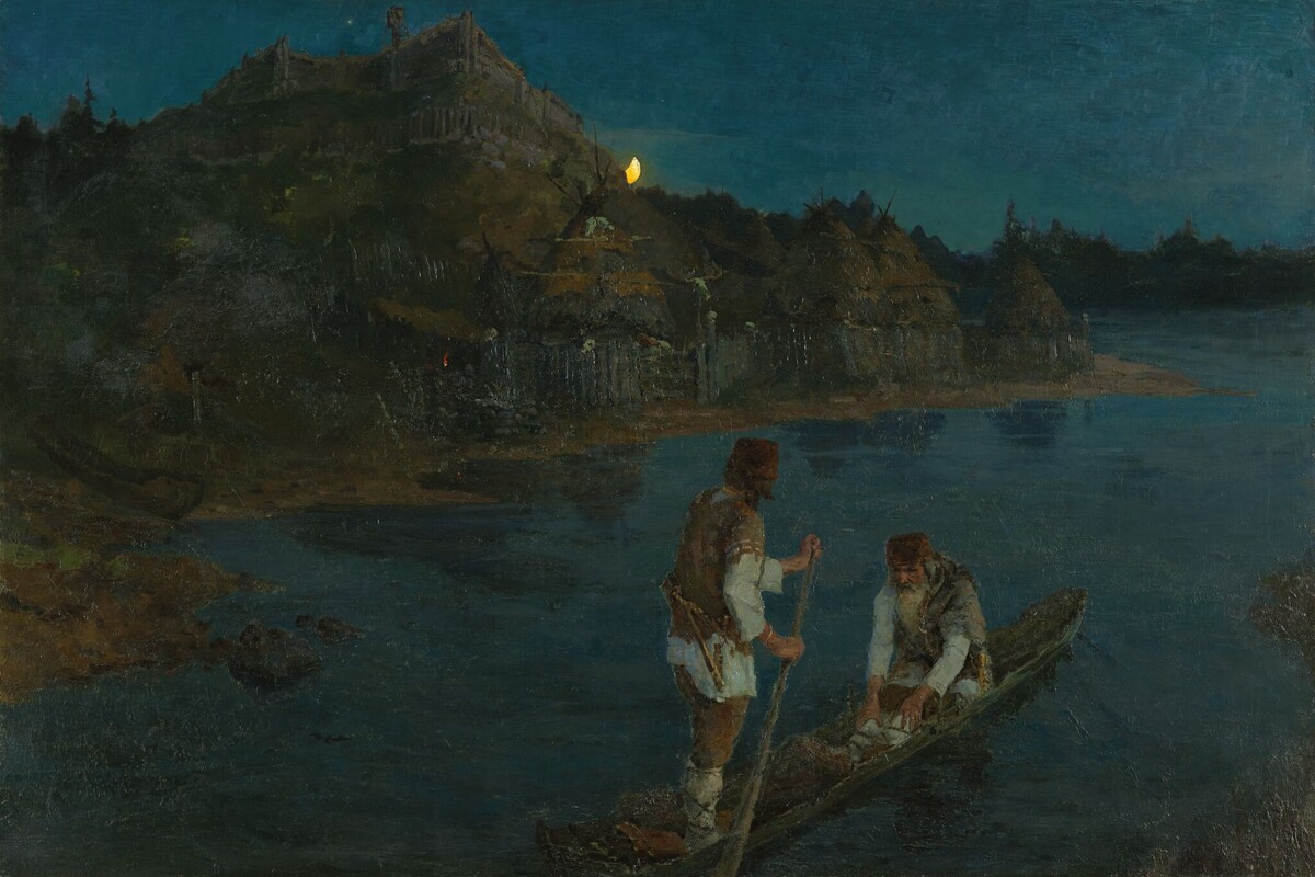 Николай Рерих. Гонец. "Восста род на род". 1897. Холст, масло.
Государственная Третьяковская галерея