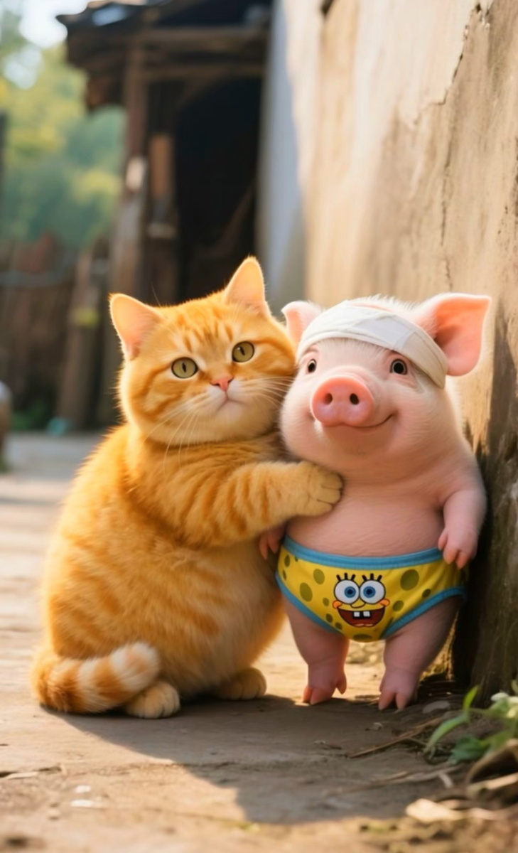 Имбирный кот и свин Фисташка 