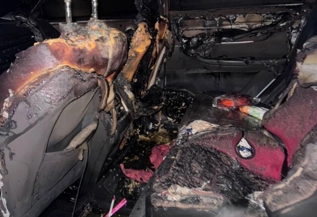    Иномарка полностью была охвачена пламенем. Огонь тушили силами двух расчётов. Скорая помощь срочно доставила 41-летнюю пострадавшую в НИИ скорой помощи имени Джанелидзе, где её поместили в реанимацию в критическом состоянии. Фото: пресс-служба ГСУ СКР по Санкт-Петербургу