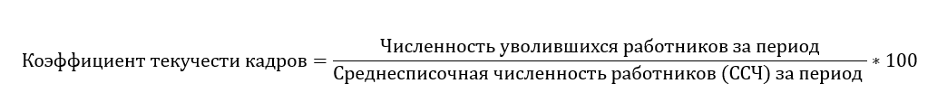 Формула расчета текучести кадров по Компании за анализируемый период