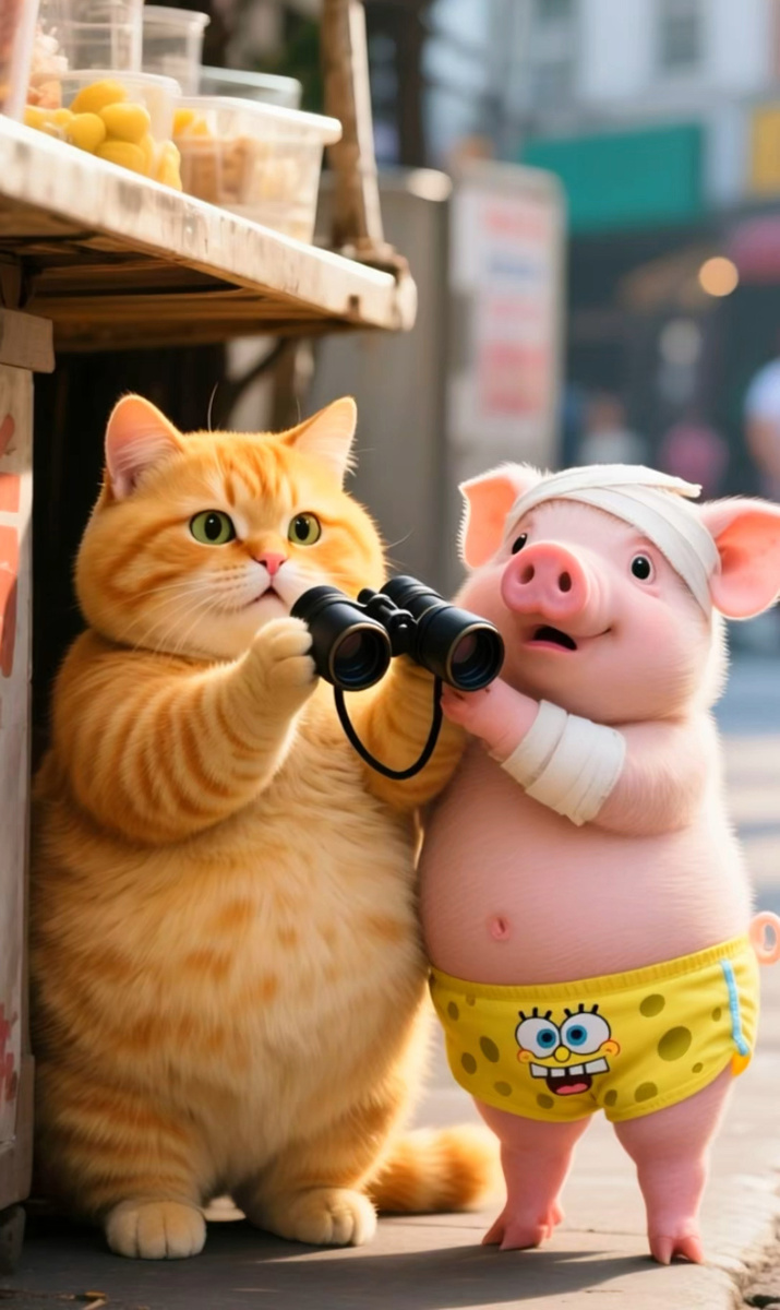 Имбирный кот и свин Фисташка 