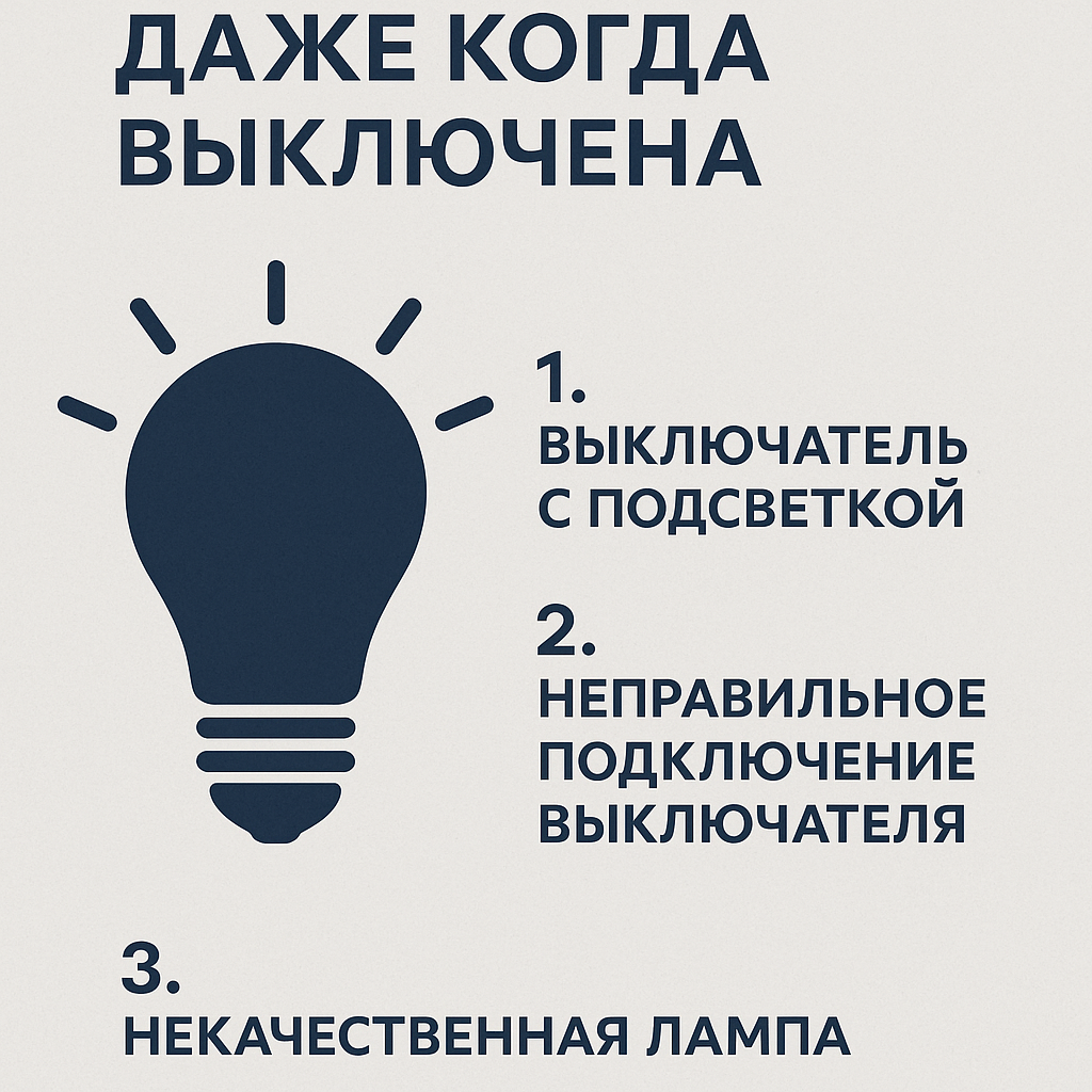 
Иногда клиенты жалуются: светодиодная лампа мигает или слабо светится, хотя выключатель в положении «выключено». Это распространённая ситуация. Давайте разберёмся, в чём дело.


---

Основные причины

1. Выключатель с подсветкой

Многие современные выключатели имеют встроенный светодиод или неонку для подсветки кнопки.

Когда свет выключен, через подсветку проходит небольшой ток.

Для обычных ламп это незаметно, а светодиодные начинают мигать или светиться.


2. Неправильное подключение выключателя

Бывает, что электрик перепутал фазу и ноль. В результате ток продолжает «подпитывать» лампу даже при выключенном свете.

3. Не качественная лампа

Дешёвые светодиодные лампы часто не имеют защиты от «остаточного тока», поэтому могут мигать или светиться в пол-накала.


---

Чем это опасно?

Для самой лампы это вредно: она быстрее выходит из строя.

Для человека опасности нет, но раздражающий эффект налицо.



---

Как решить проблему?

1. Поменять выключатель на обычный, без подсветки.


2. Подключить выключатель правильно — чтобы он разрывал фазу, а не ноль.


3. Поставить конденсатор (или RC-цепочку) параллельно лампе. Это снимет остаточный ток.


4. Выбрать качественную лампу от проверенного производителя.




---

✅ Вывод: мигание лампы при выключенном свете — это не «мистика», а особенности электрики. Решается просто: правильный выключатель, качественная лампа и правильное подключение.
