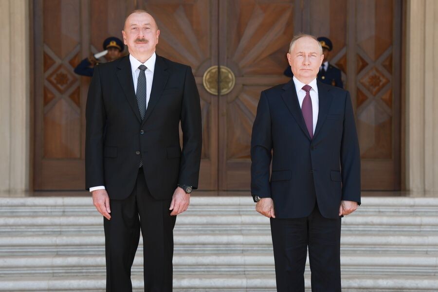    Президент РФ Владимир Путин и президент Азербайджана Ильхам Алиев / Источник: © Вячеслав Прокофьев/ТАСС